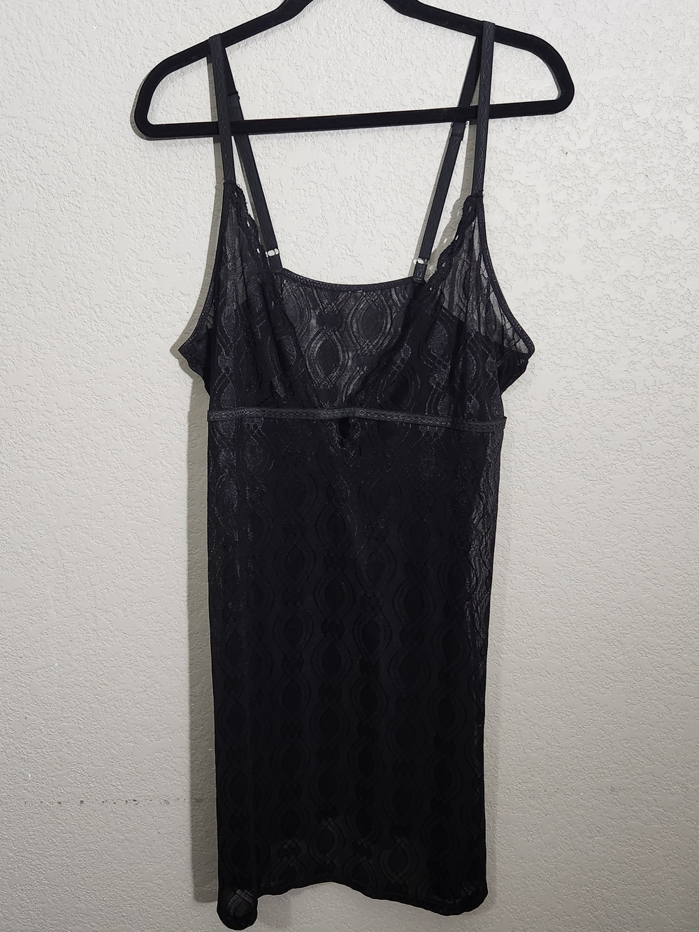 Sheer Black Lace Slip Chemise with Adjustable Straps